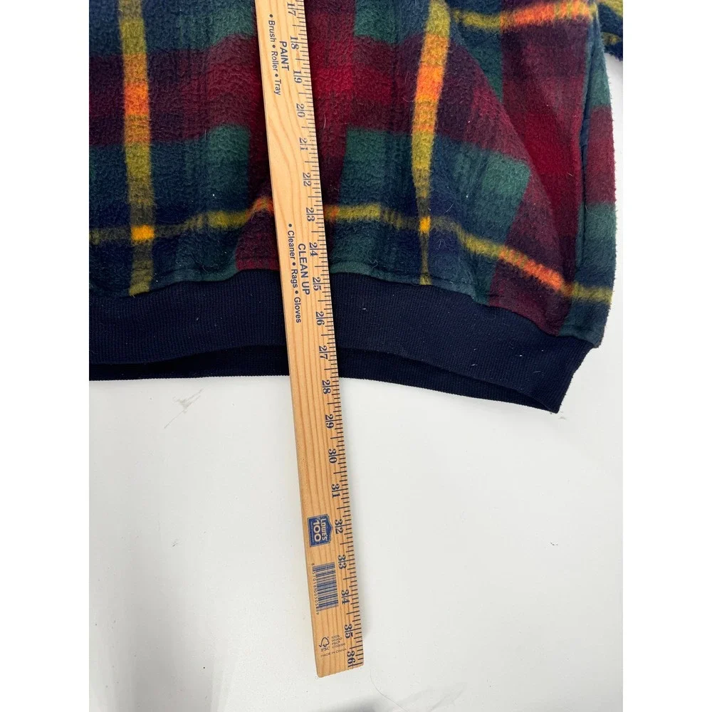 Vintage‎ Bugle Boy 1/4 Zip XL Plaid Fleece Quarter Zip Pullover Men's XL